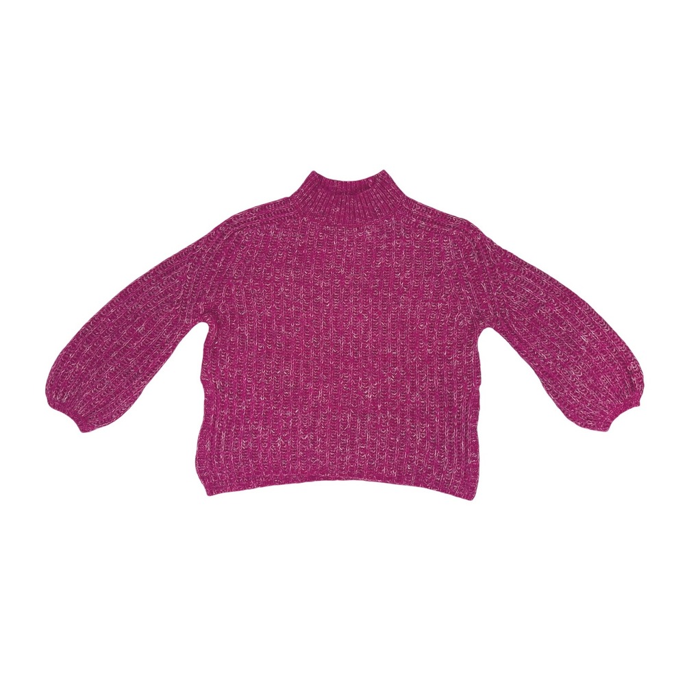 Pilcro Anthropologie Pink Chunky Knit Mock Neck Balloon Sleeve Sweater Small‎